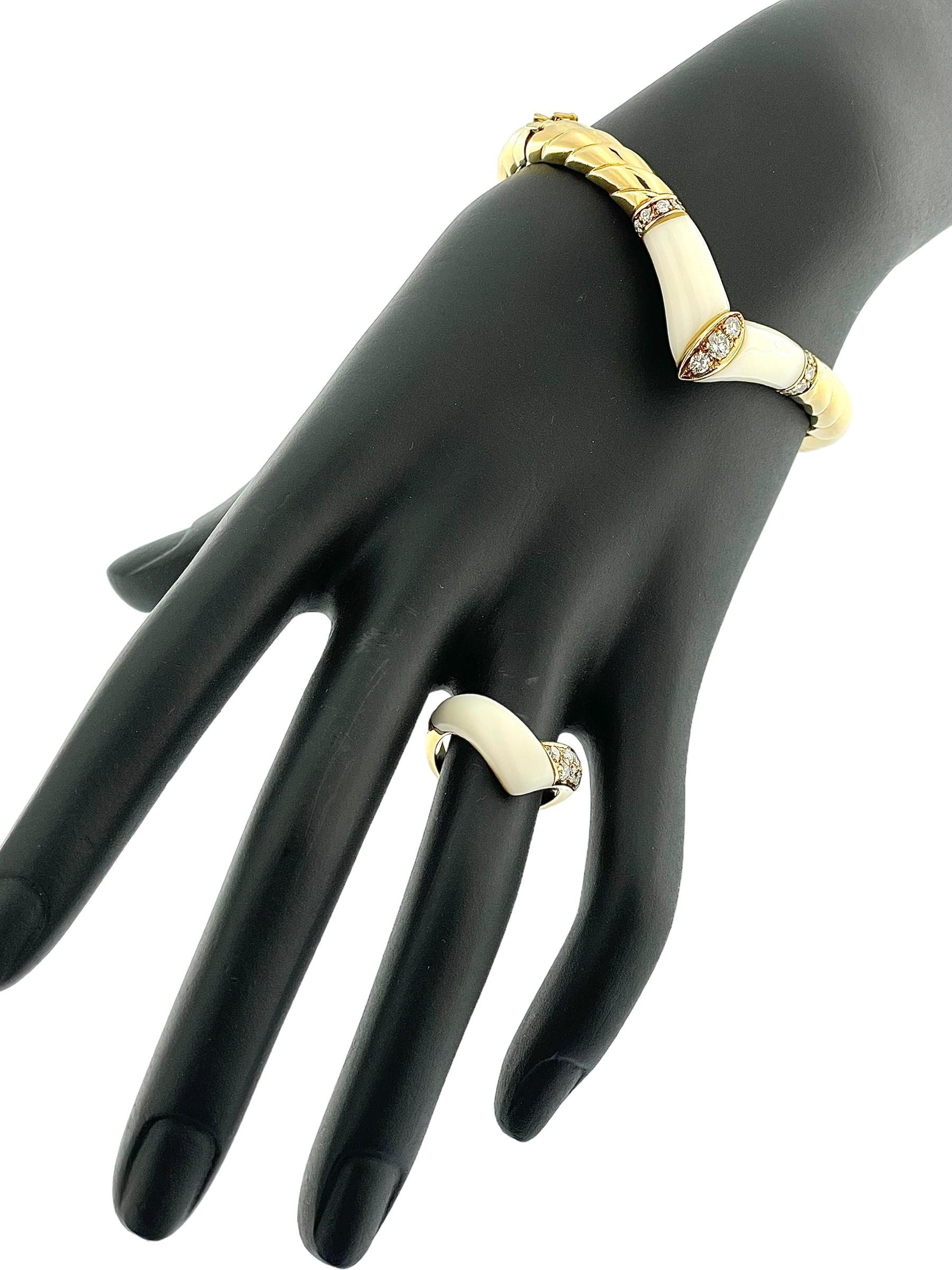 Bracciale e anello in oro certificato HRD con diamanti in vendita 3