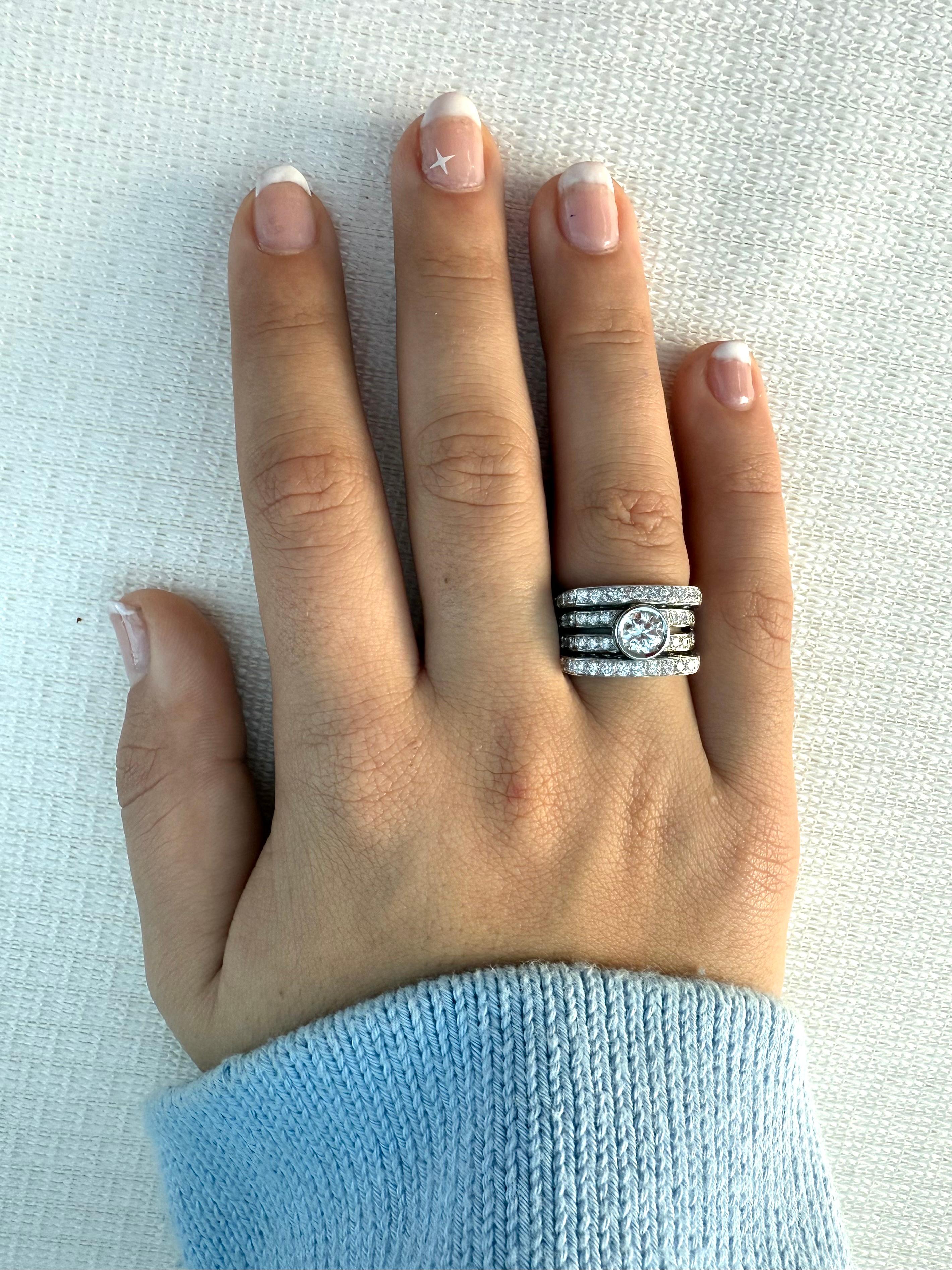 HRD Certified Italian Art Deco Style White Gold Ring with 1.80ct  Diamonds 2