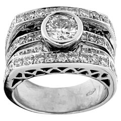 HRD Certified Italian Art Deco Style White Gold Ring with 1.80ct  Diamonds 