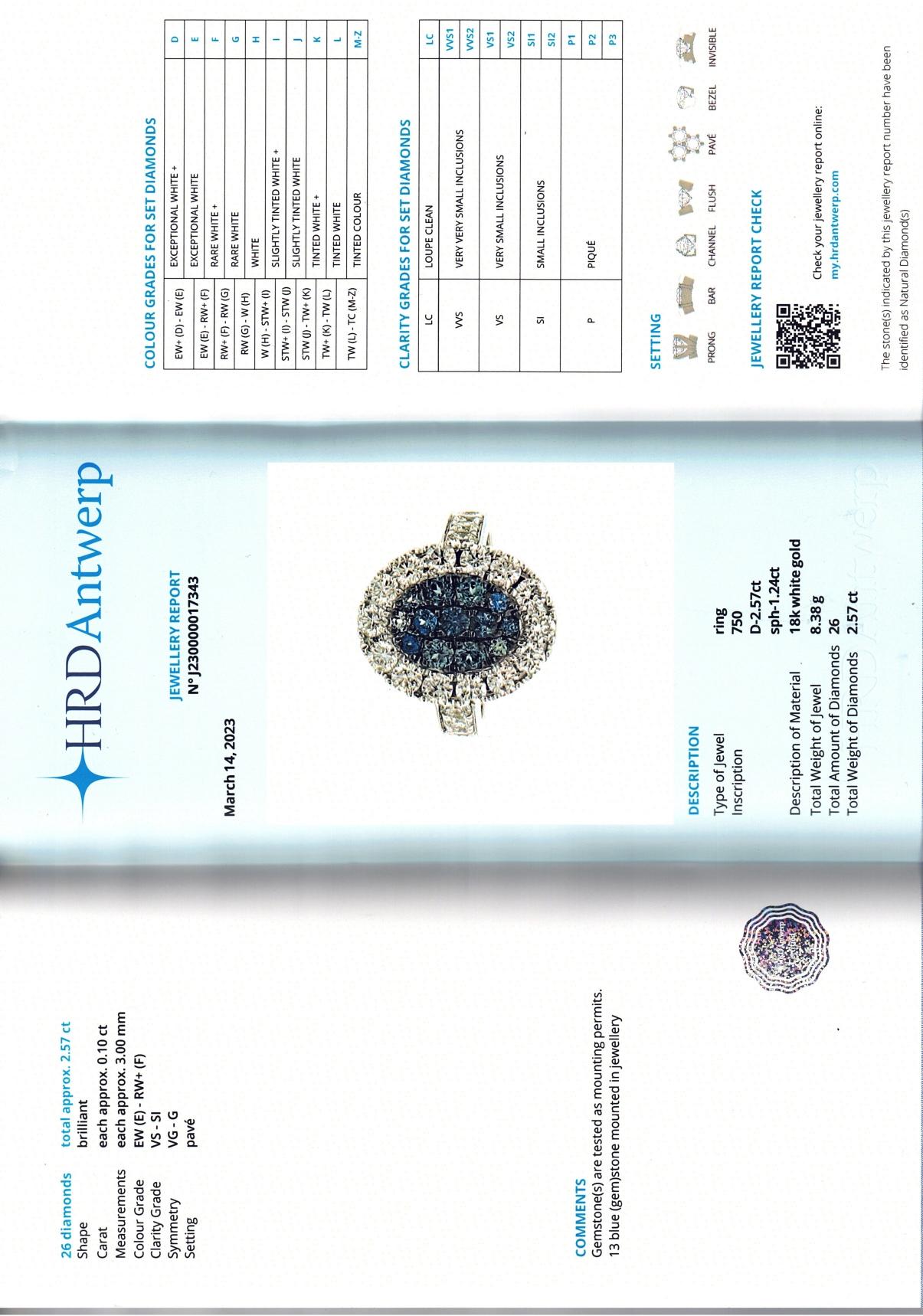 For Sale:  HRD Certified Jewelry Set, Diamonds Ring and Earrings with Pastel Sapphires 17