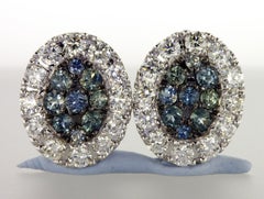 HRD Certified Jewelry Set, Diamonds Ring and Earrings with Pastel Sapphires