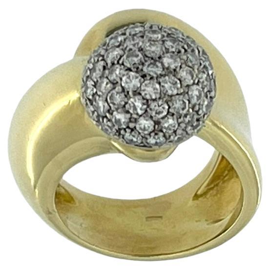 HRD Certified Retro Style Gold Ring with Diamonds For Sale