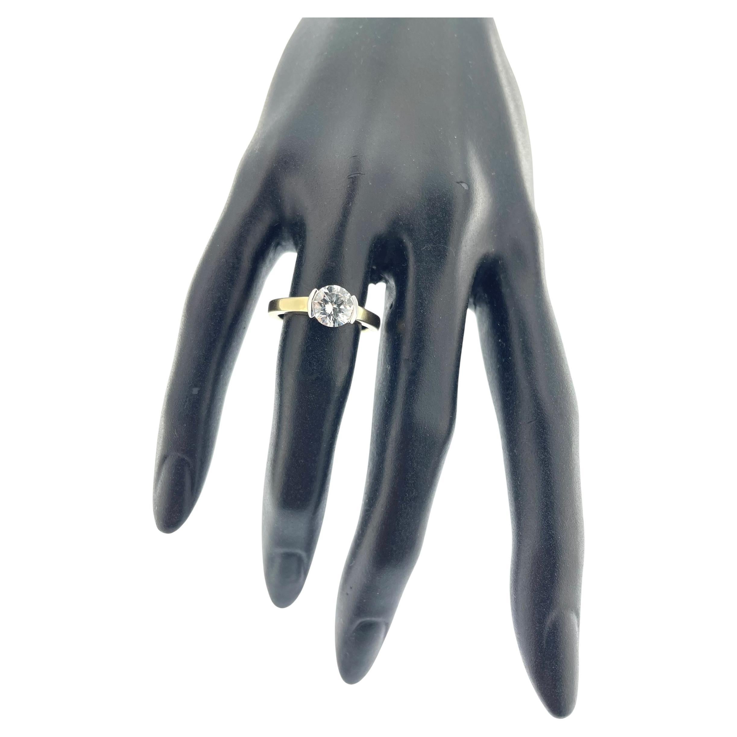 HRD Certified Ring Yellow and White Gold with 1.30ct Diamond im Angebot