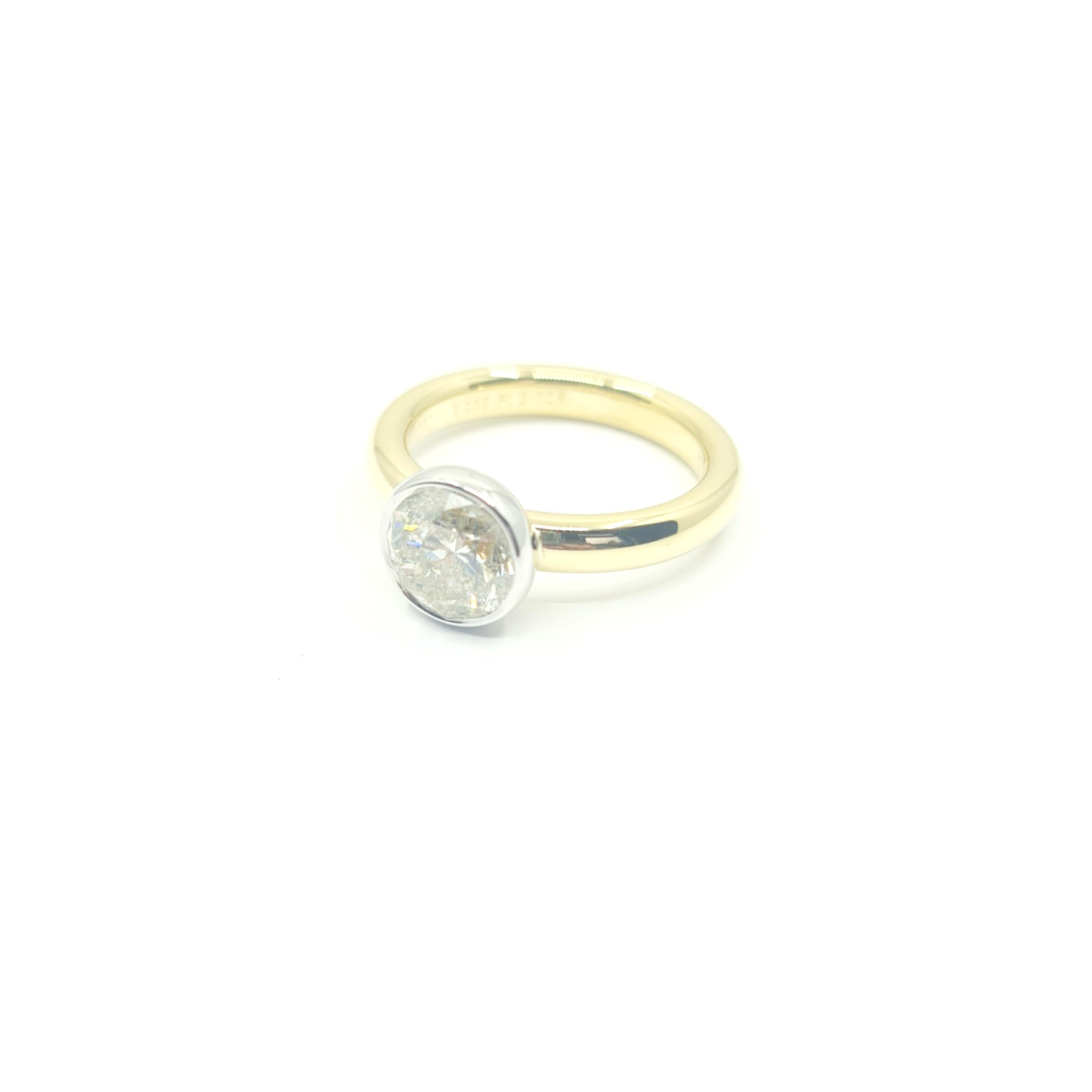 HRD Certified Solitaire Ring with 2.02Ct J-K/I(P) 18K Gold 7