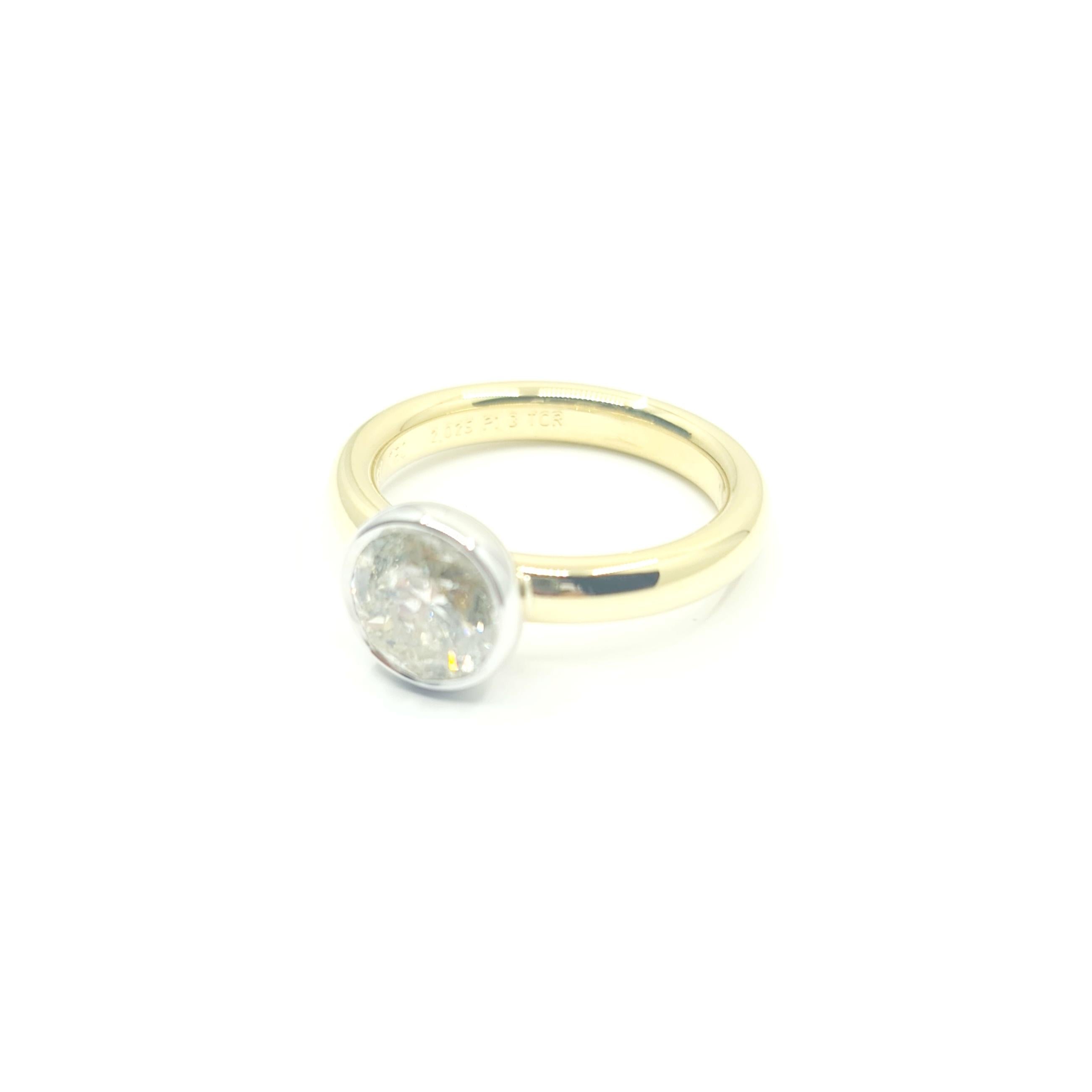 HRD Certified Solitaire Ring with 2.02Ct J-K/I(P) 18K Gold In New Condition In Darmstadt, DE