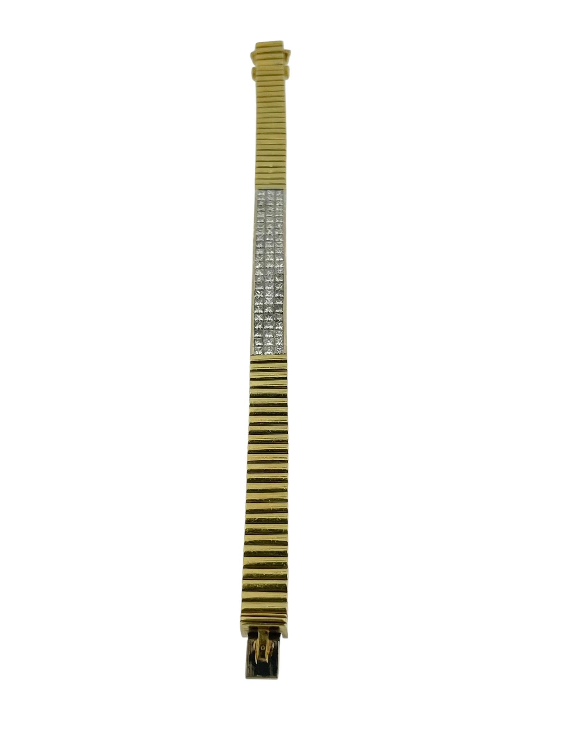 HRD Certified Tennis Bracelet Yellow and White Gold with Diamonds In Good Condition For Sale In Esch sur Alzette, Esch-sur-Alzette
