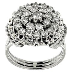HRD-zertifizierter Vintage-Cocktailring aus 18 Karat Weißgold und Diamanten