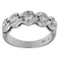 HRD Certified White Gold Band Ring with 1.00ct Natural Diamonds