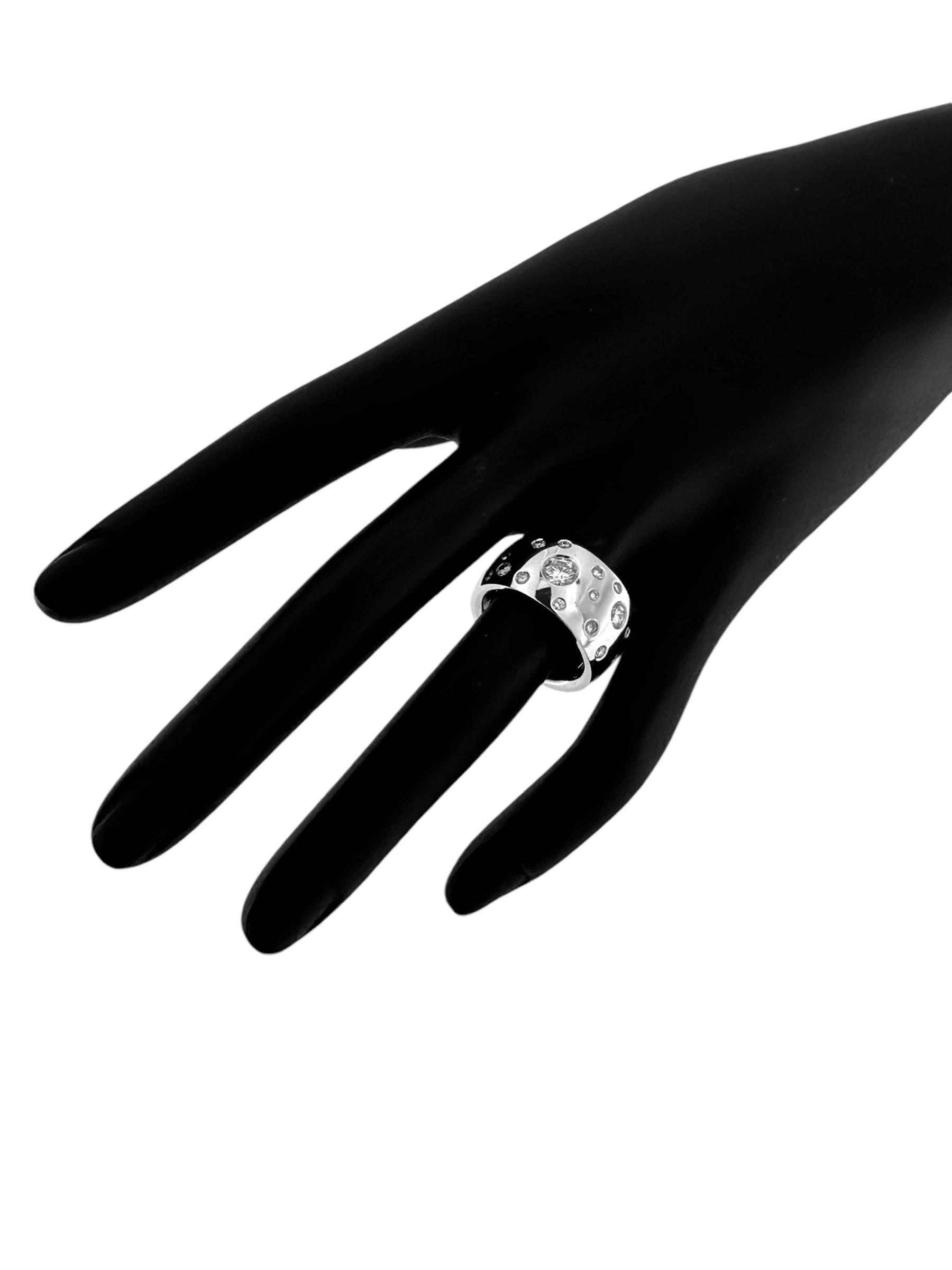 Brilliant Cut HRD Certified White Gold Band Ring with Diamonds For Sale