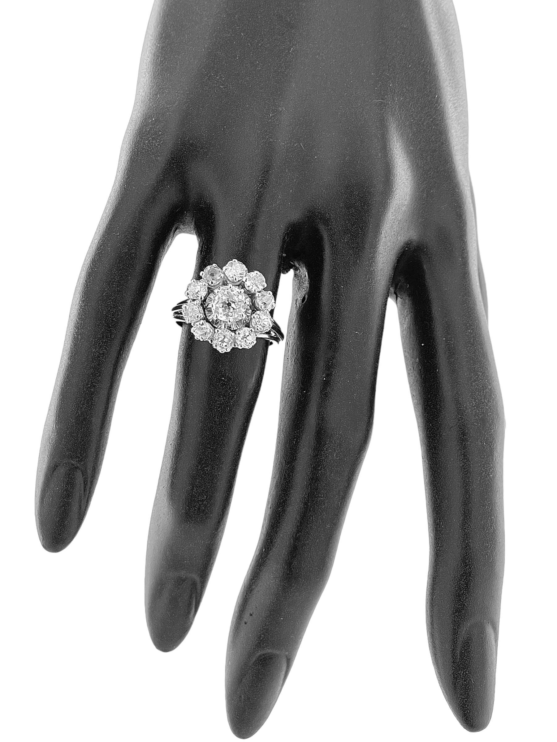 Brilliant Cut HRD Certified White Gold Cocktail Ring with Diamonds For Sale
