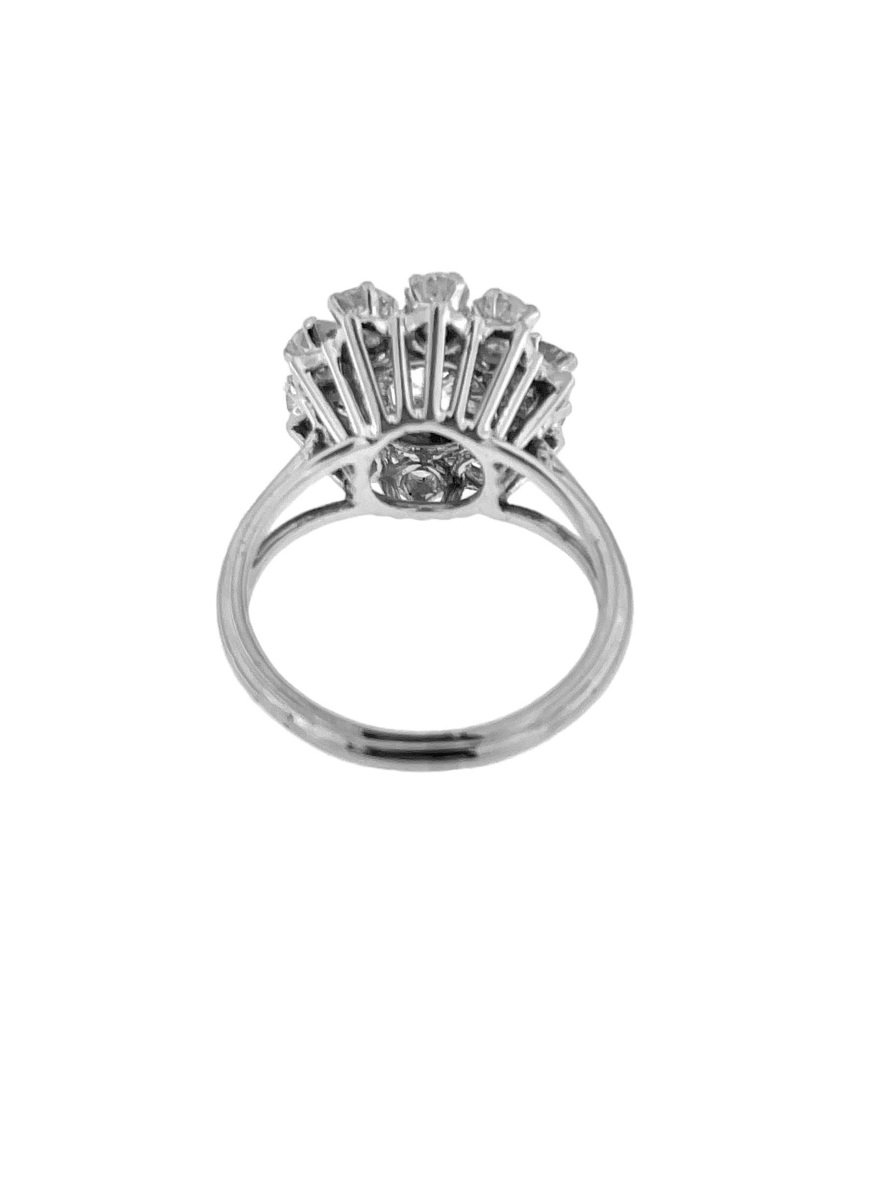 HRD Certified White Gold Cocktail Ring with Diamonds For Sale 2