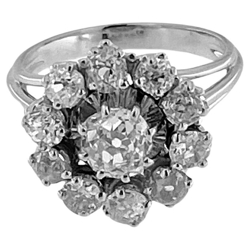 HRD Certified White Gold Cocktail Ring with Diamonds