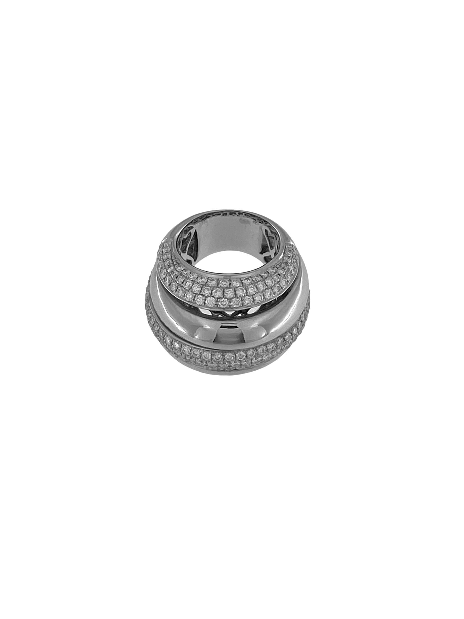 Contemporaneo Anello a cupola in oro bianco certificato HRD con pavé di diamanti da 2,55 carati in vendita