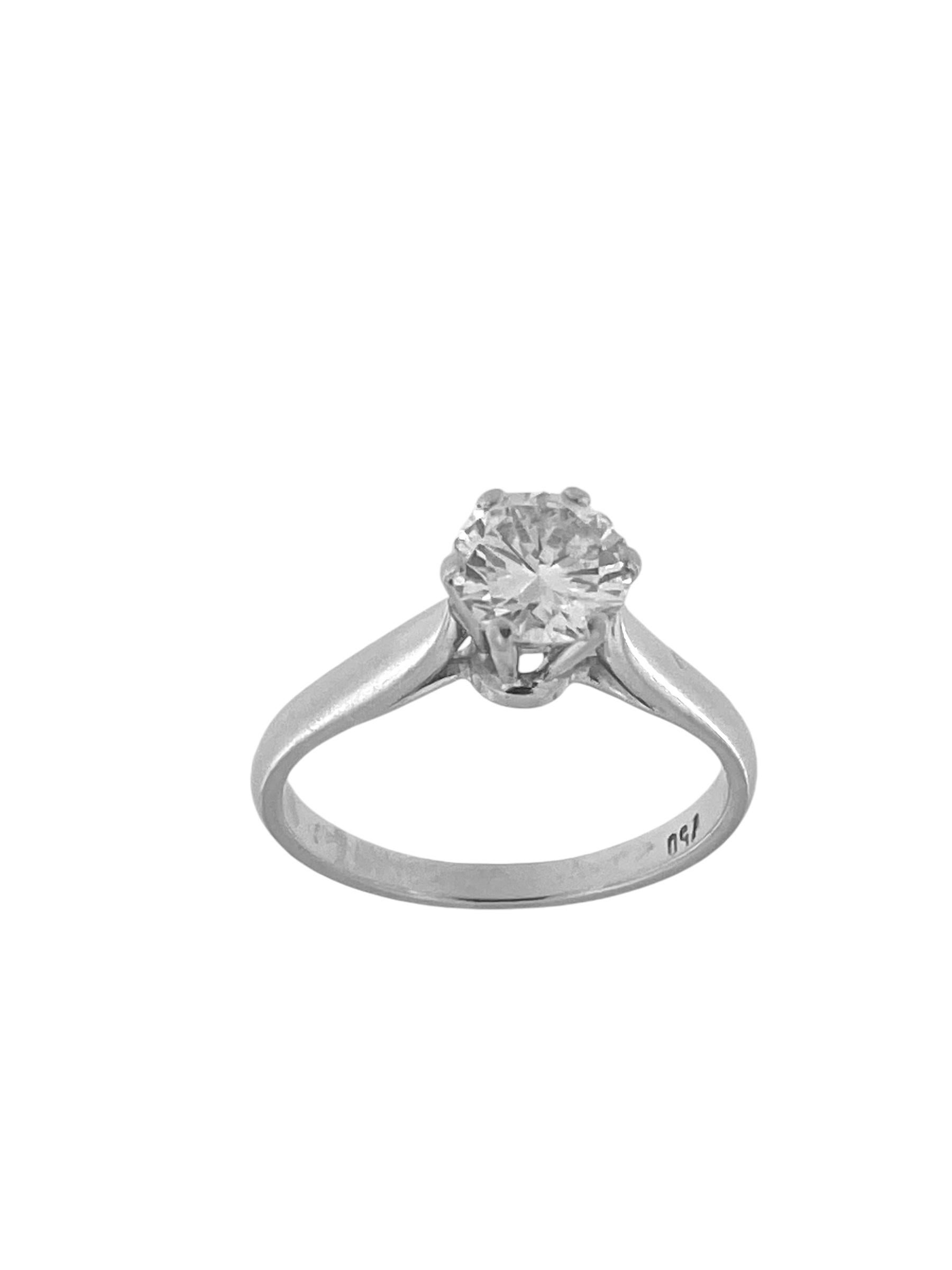 HRD-zertifizierter Solitär-Ring aus Weißgold mit 1,00 Karat natürlichem Diamant (Brillantschliff) im Angebot