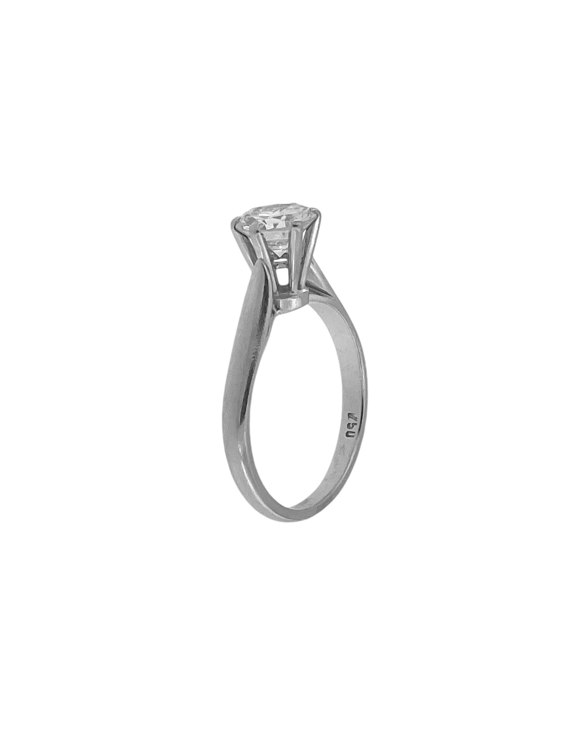 HRD-zertifizierter Solitär-Ring aus Weißgold mit 1,00 Karat natürlichem Diamant im Zustand „Gut“ im Angebot in Esch sur Alzette, Esch-sur-Alzette