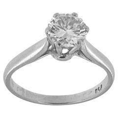 Anillo solitario de oro blanco certificado HRD con diamante natural de 1,00 ct