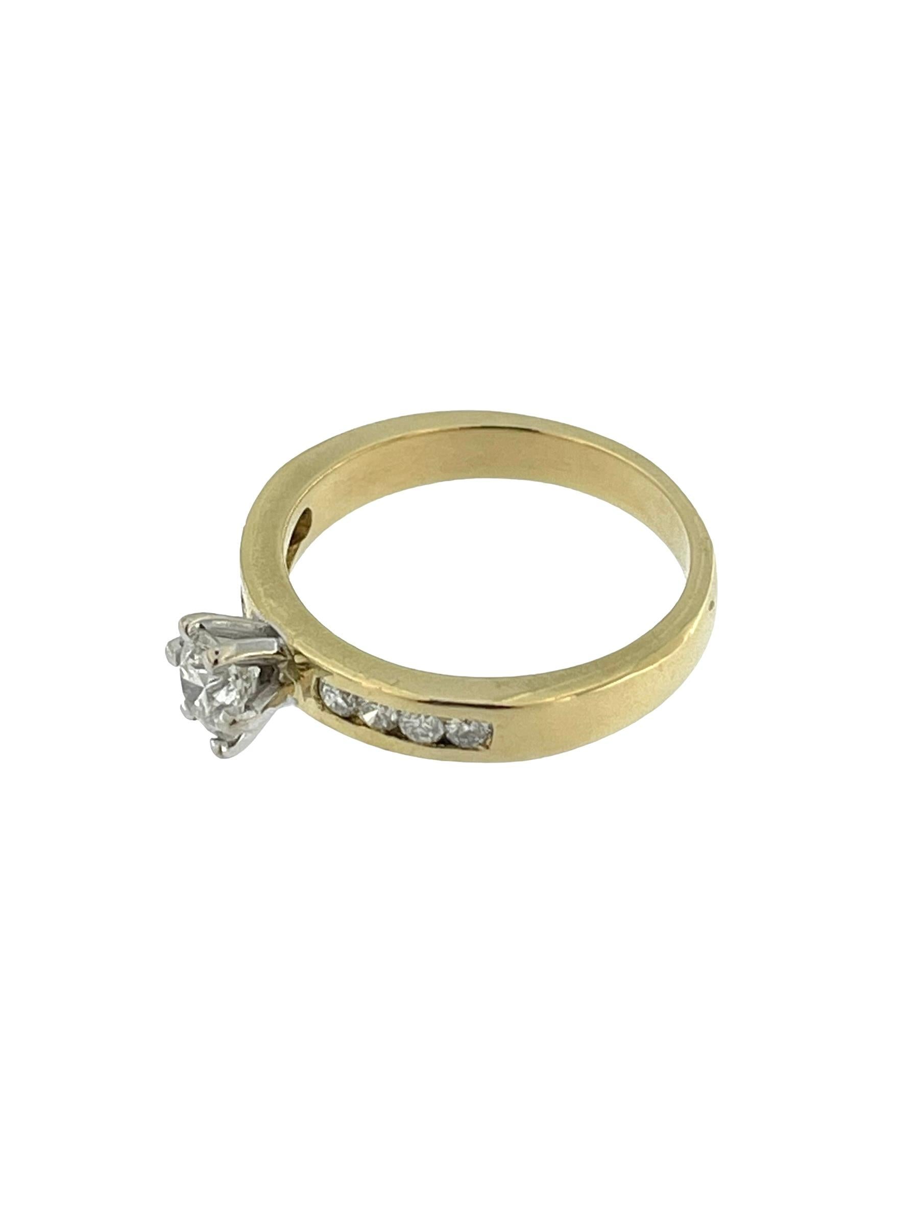 HRD-zertifizierter Verlobungsring aus Gelb- und Weißgold mit Diamanten (Brillantschliff) im Angebot
