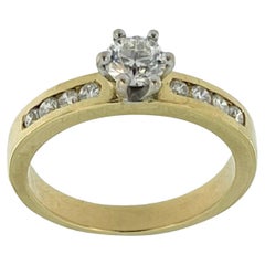 HRD Certified Yellow and White Gold Engagement Ring with Diamonds