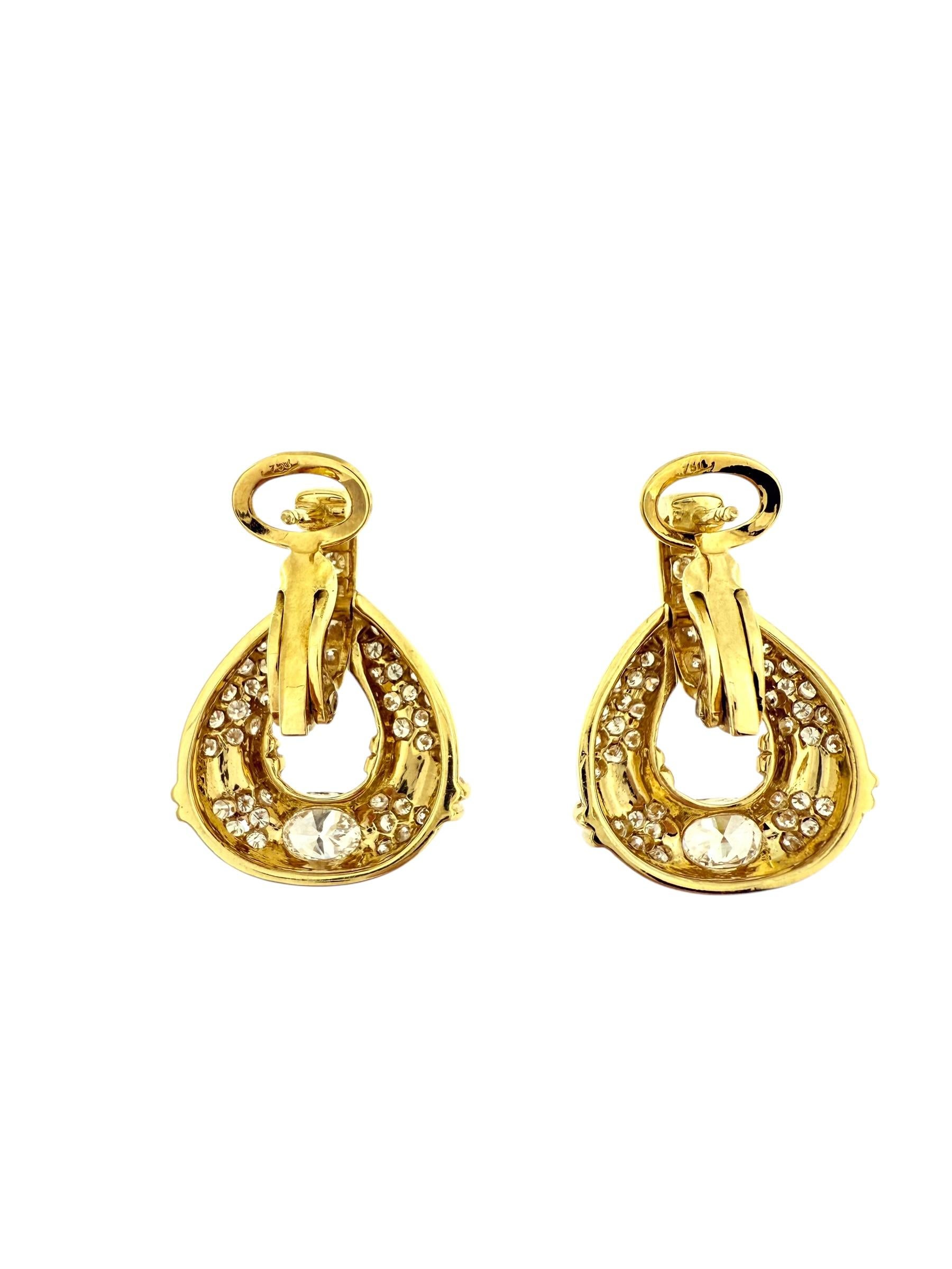 Orecchini in oro giallo certificati HRD con 2,50ct di diamanti naturali In condizioni ottime in vendita a Esch sur Alzette, Esch-sur-Alzette