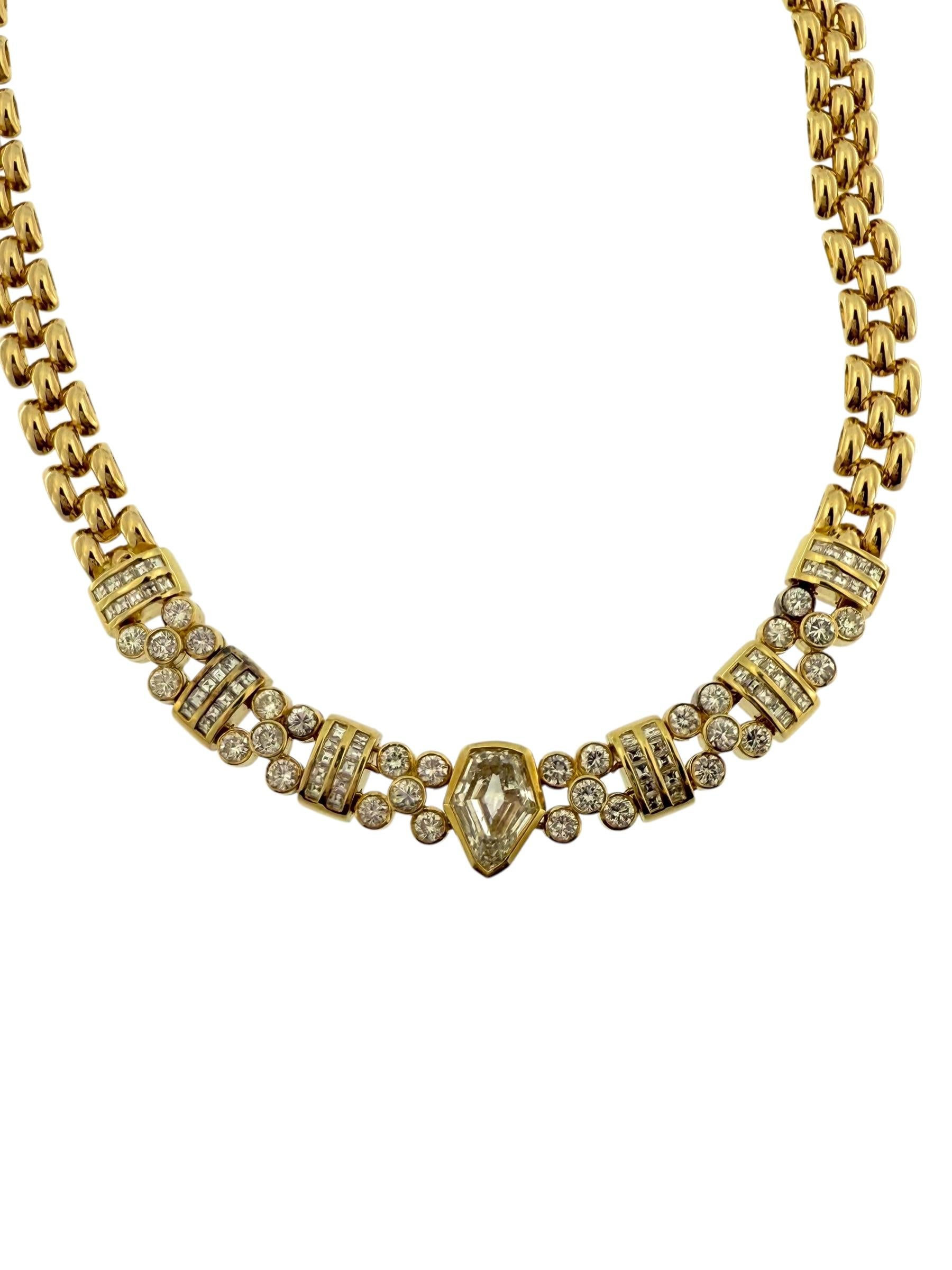 HRD Certified Yellow Gold Necklace with 5.00ct Natural Diamonds For Sale 6