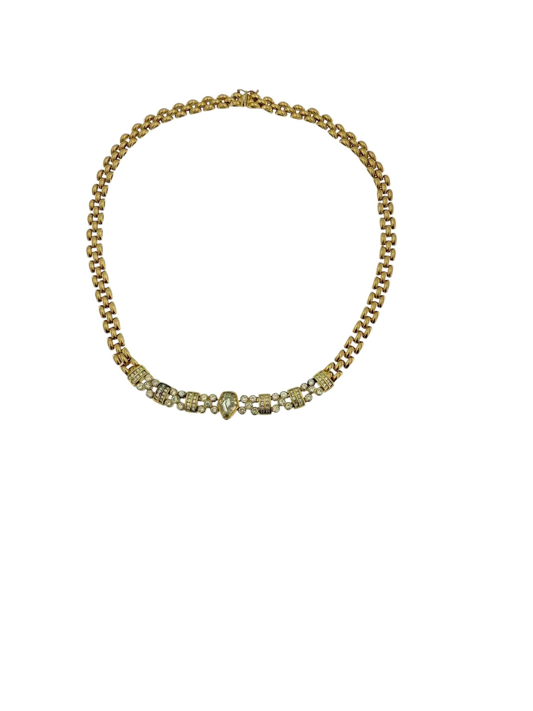 Women's or Men's HRD Certified Yellow Gold Necklace with 5.00ct Natural Diamonds For Sale