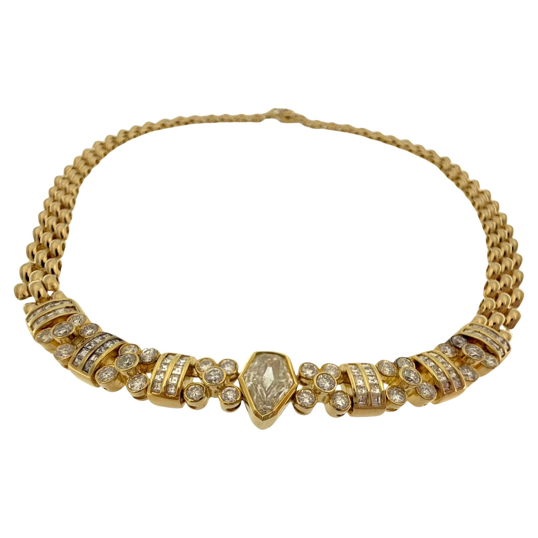 HRD Certified Yellow Gold Necklace with 5.00ct Natural Diamonds