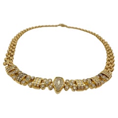 Vintage HRD Certified Yellow Gold Necklace with 5.00ct Natural Diamonds
