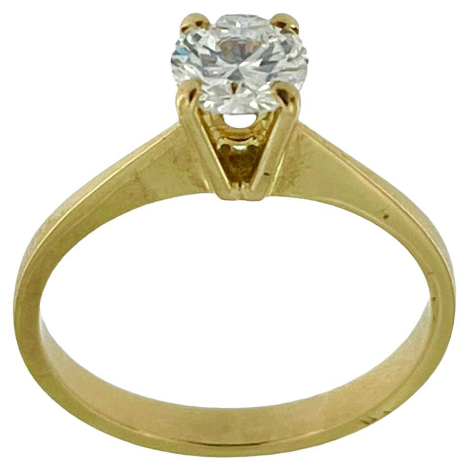 HRD Certified Yellow Gold Solitaire Ring For Sale