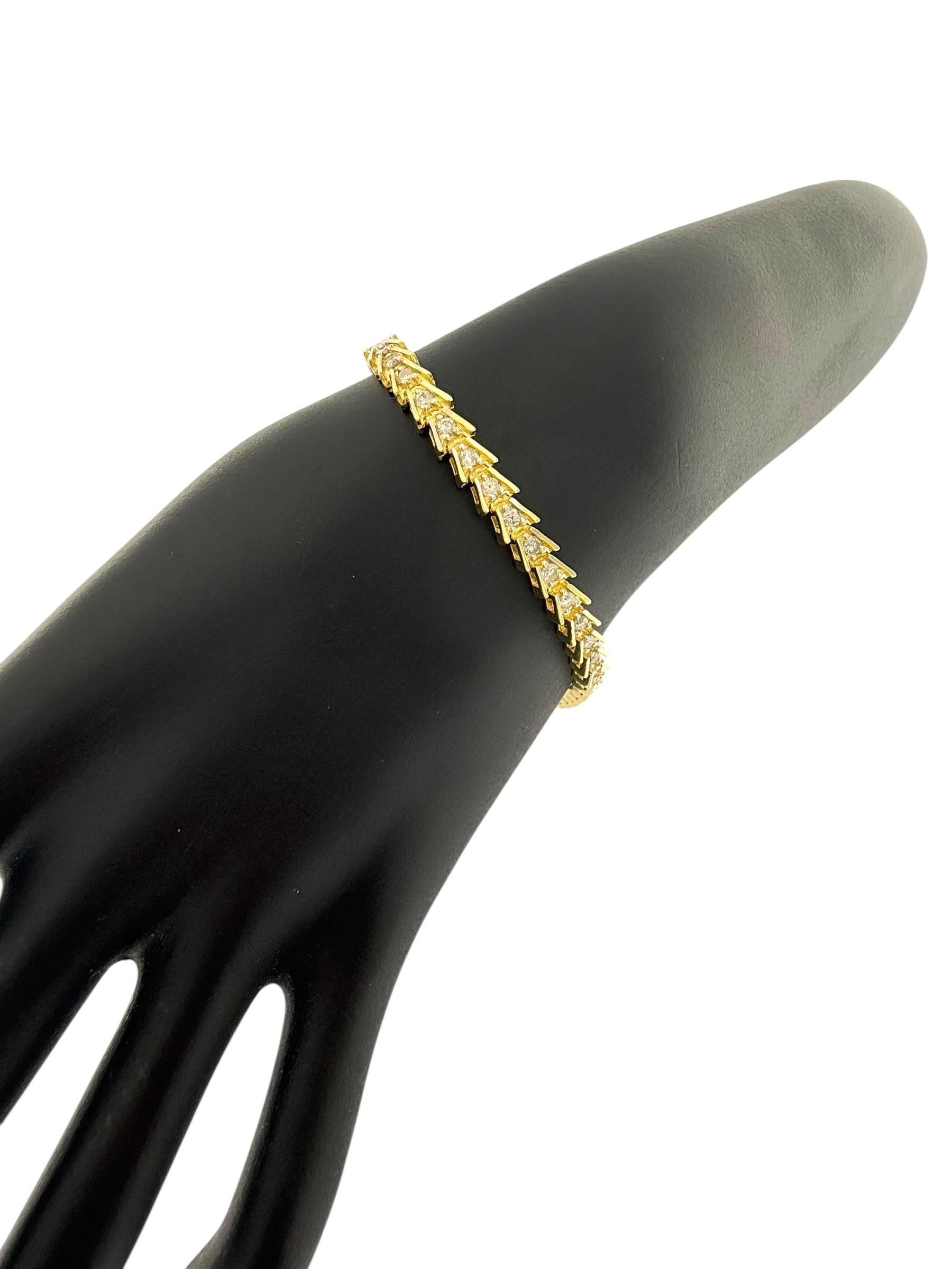 Bracelet tennis en or jaune certifié HRD avec diamants naturels en vente 5