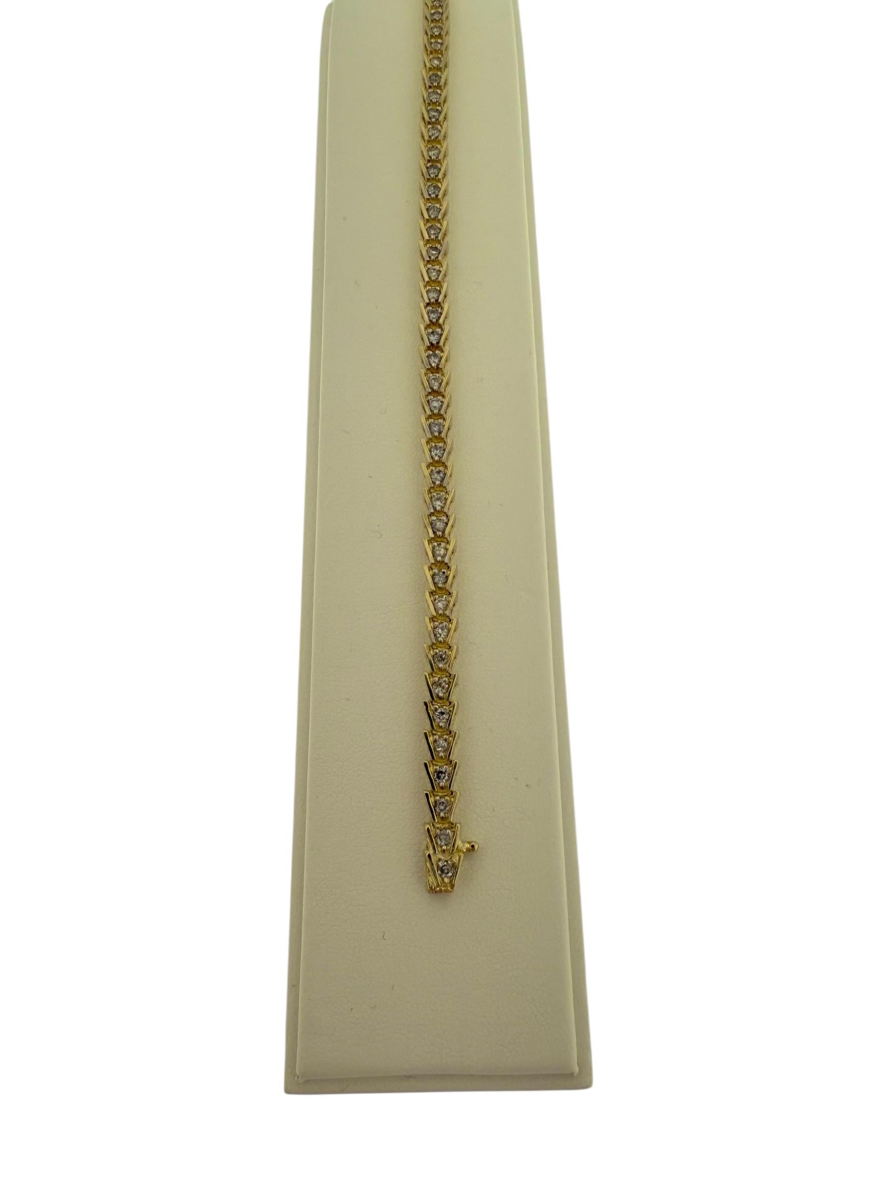 Bracelet tennis en or jaune certifié HRD avec diamants naturels Bon état - En vente à Esch sur Alzette, Esch-sur-Alzette