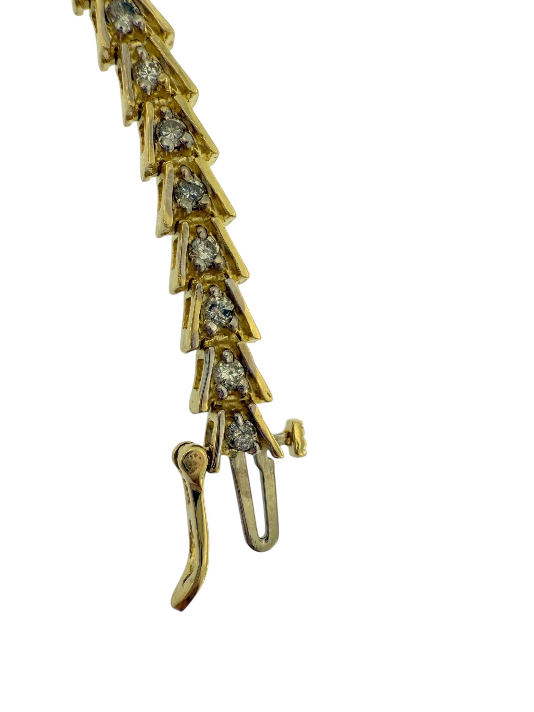 Bracelet tennis en or jaune certifié HRD avec diamants naturels en vente 2