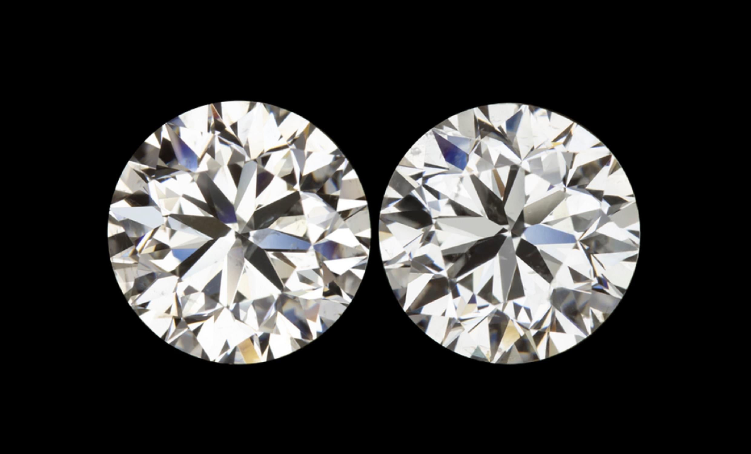 Modern HRD IGI Certified 5.04 Carat Round Brilliant Cut Diamond Studs 100% Eye Clean