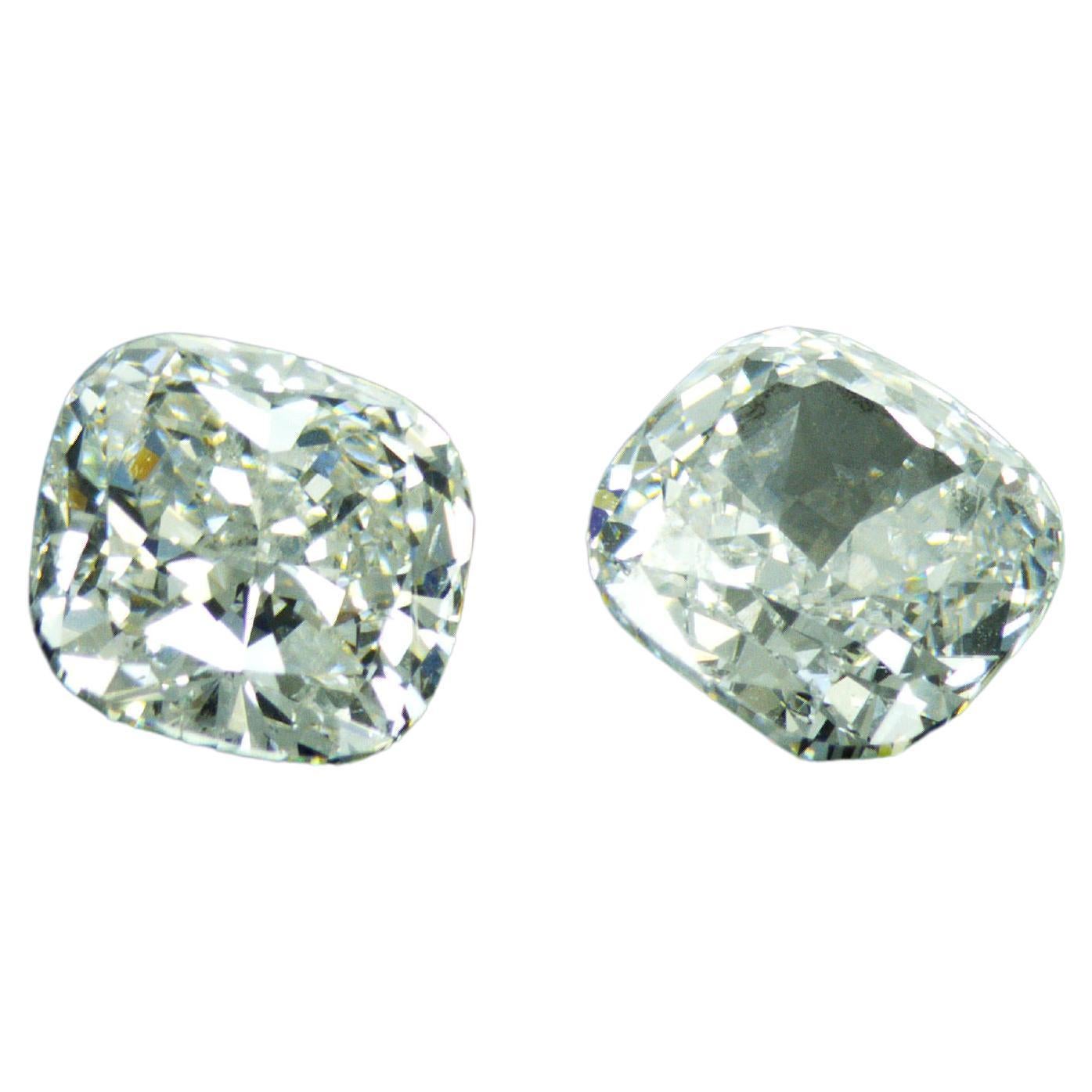HRDAntwerp certified 1.01 and 1.03 carat Cushion Shape Pair of Natural Diamond For Sale
