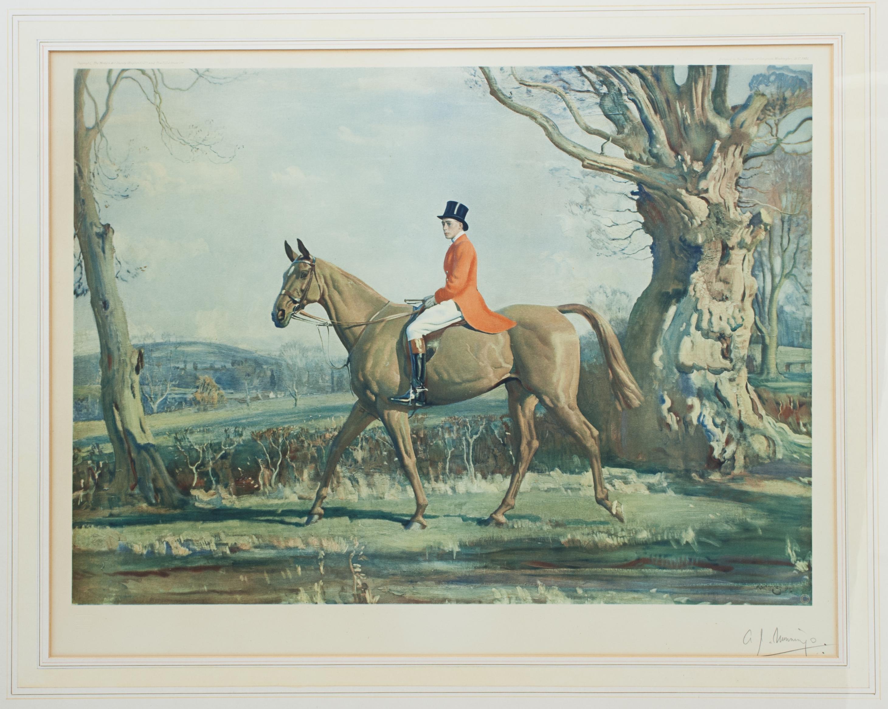 Sporting Art H.R.H. le Prince de Galles, sur la Witch de la forêt d'après Sir Alfred Munnings. en vente