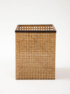 Christian Dior Home Lucite, Bronze, and Cane Bin, 1970