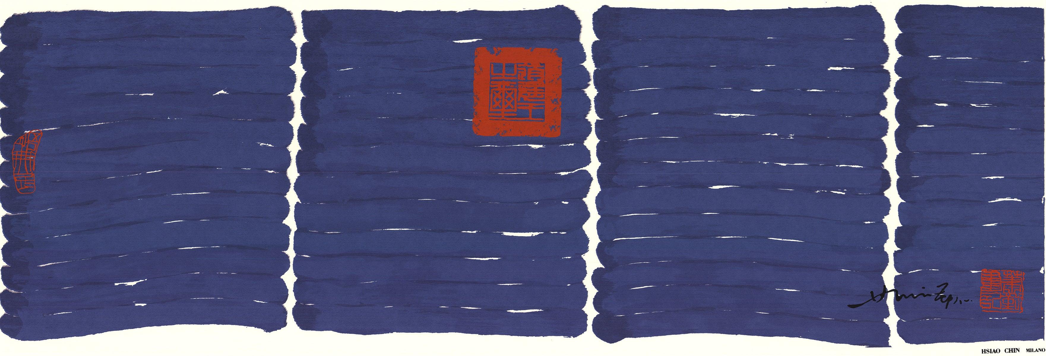 Hsiao Chin 'Senza titolo (blu)' - Litografia in vendita 1