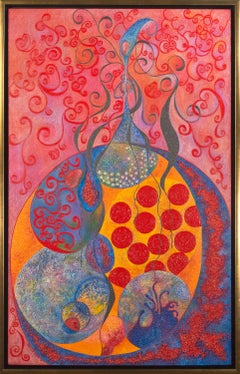 Femme artiste contemporaine peinture abstraite acrylique mixed media colorée signée