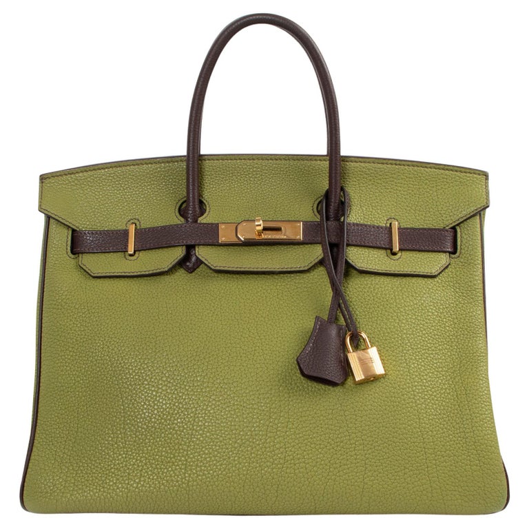 Hermes Birkin 30cm Ostrich Leather Exotic Vert Olive Gold Tone Hardware  Handbag For Sale at 1stDibs