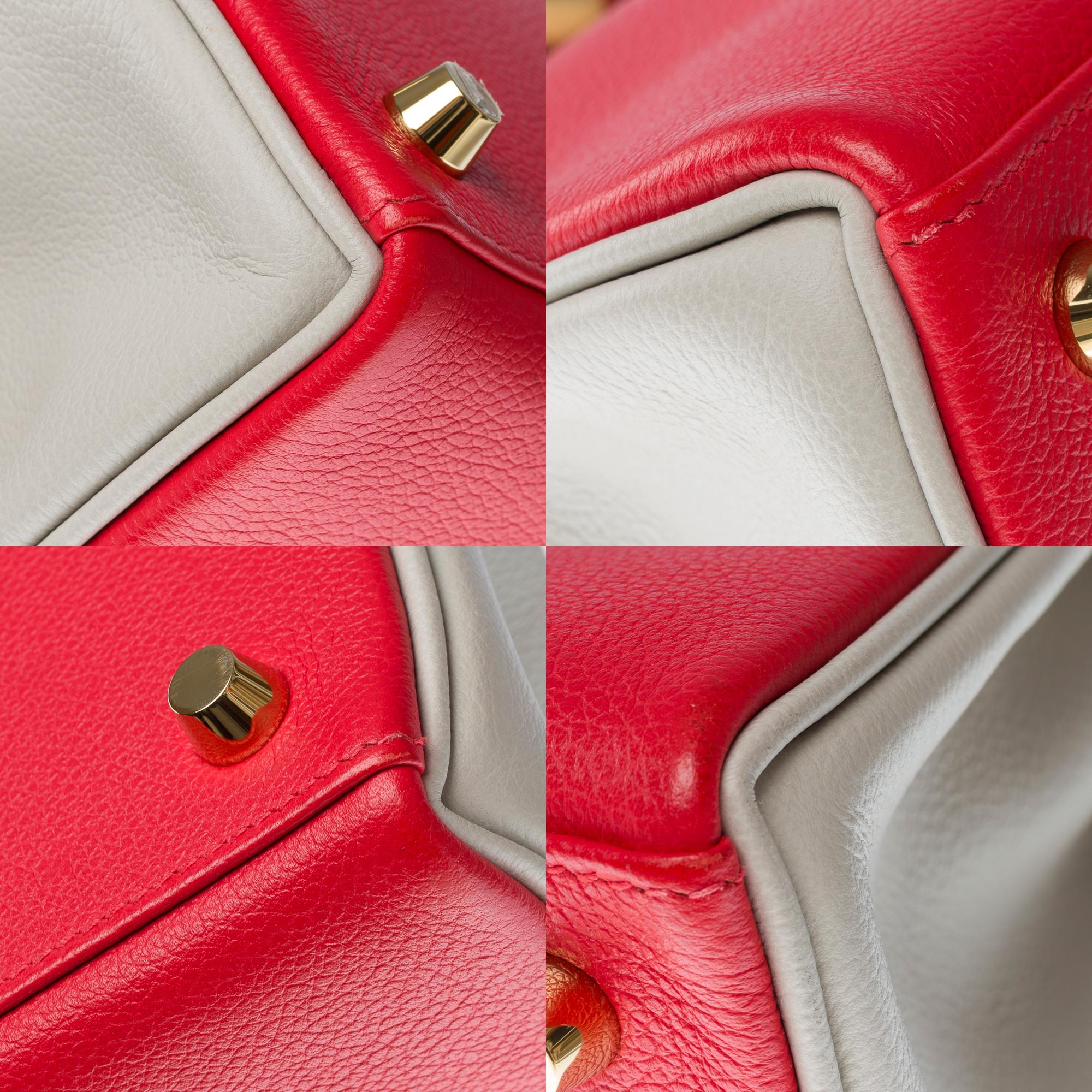 HSS Hermès Kelly 25 handbag strap in Rouge Casaque/Beton Togo leather , CHW For Sale 7