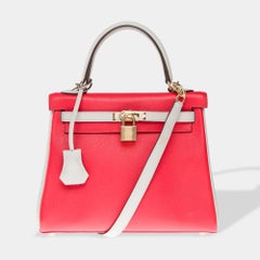 HSS Hermès Kelly 25 handbag strap in Rouge Casaque/Beton Togo leather , CHW