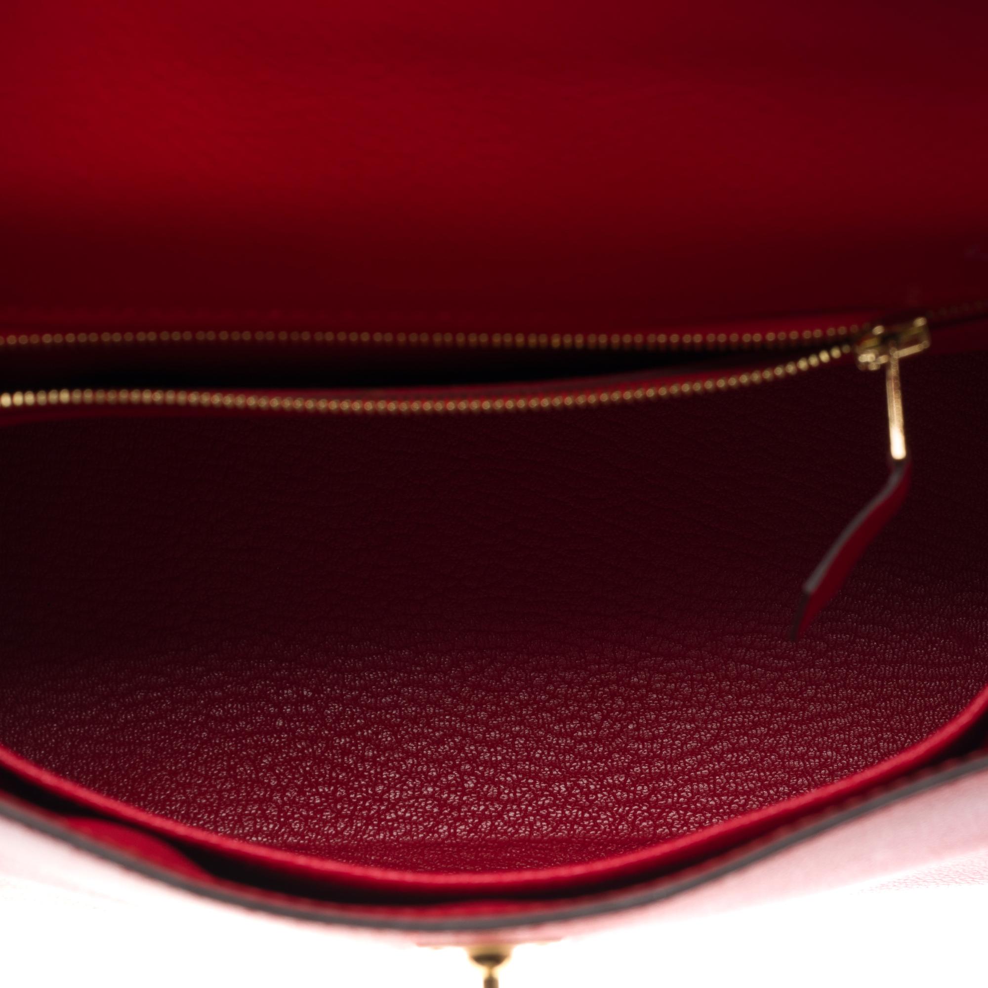 HSS Hermès Kelly 25 handbag strap in Rouge Casaque/Beton Togo leather , CHW For Sale 4