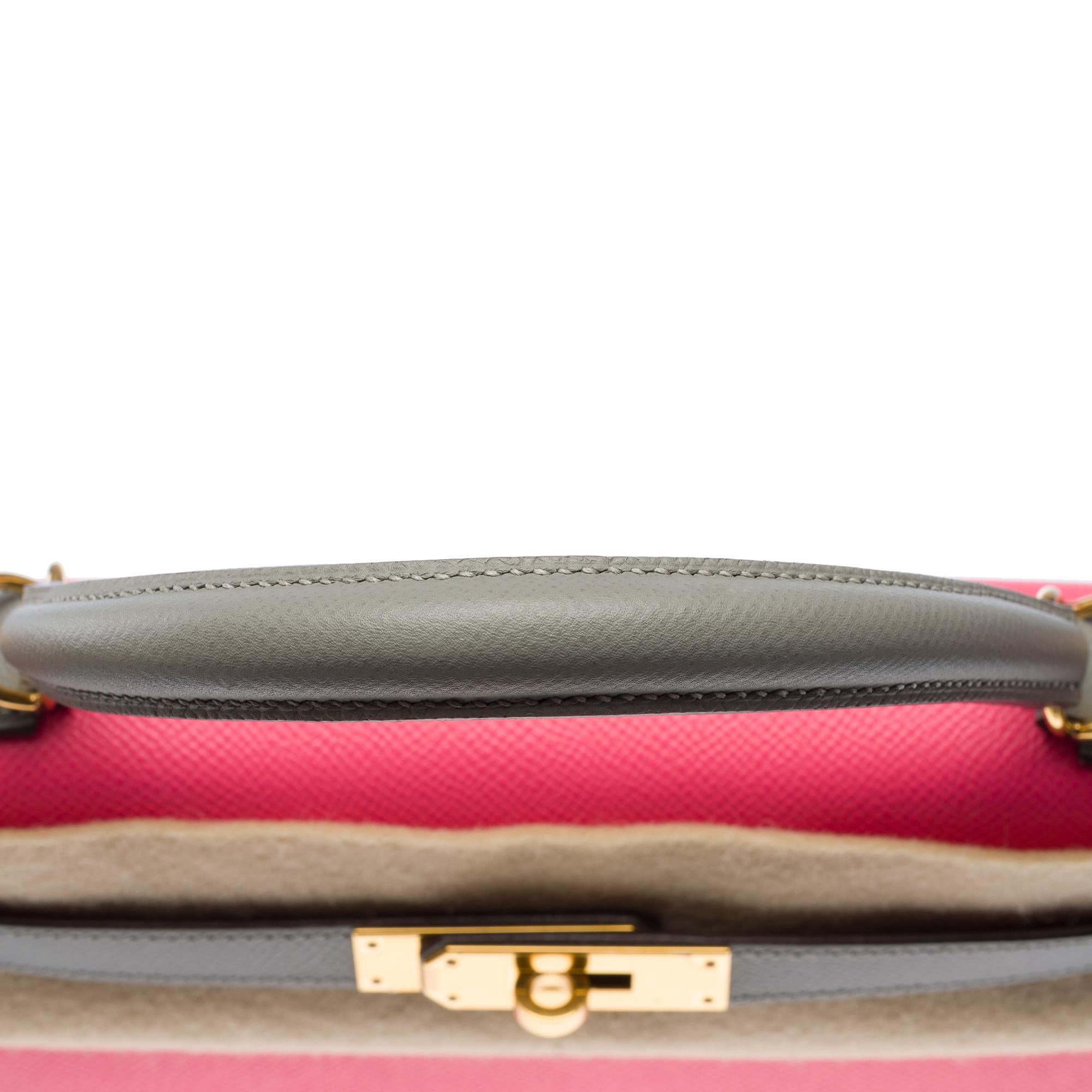 HSS Hermès Kelly 28 handbag strap in Azalee Pink & Etain Epsom leather, GHW For Sale 6