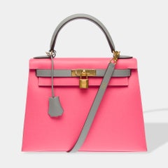 HSS Hermès Kelly 28 handbag strap in Azalee Pink & Etain Epsom leather, GHW