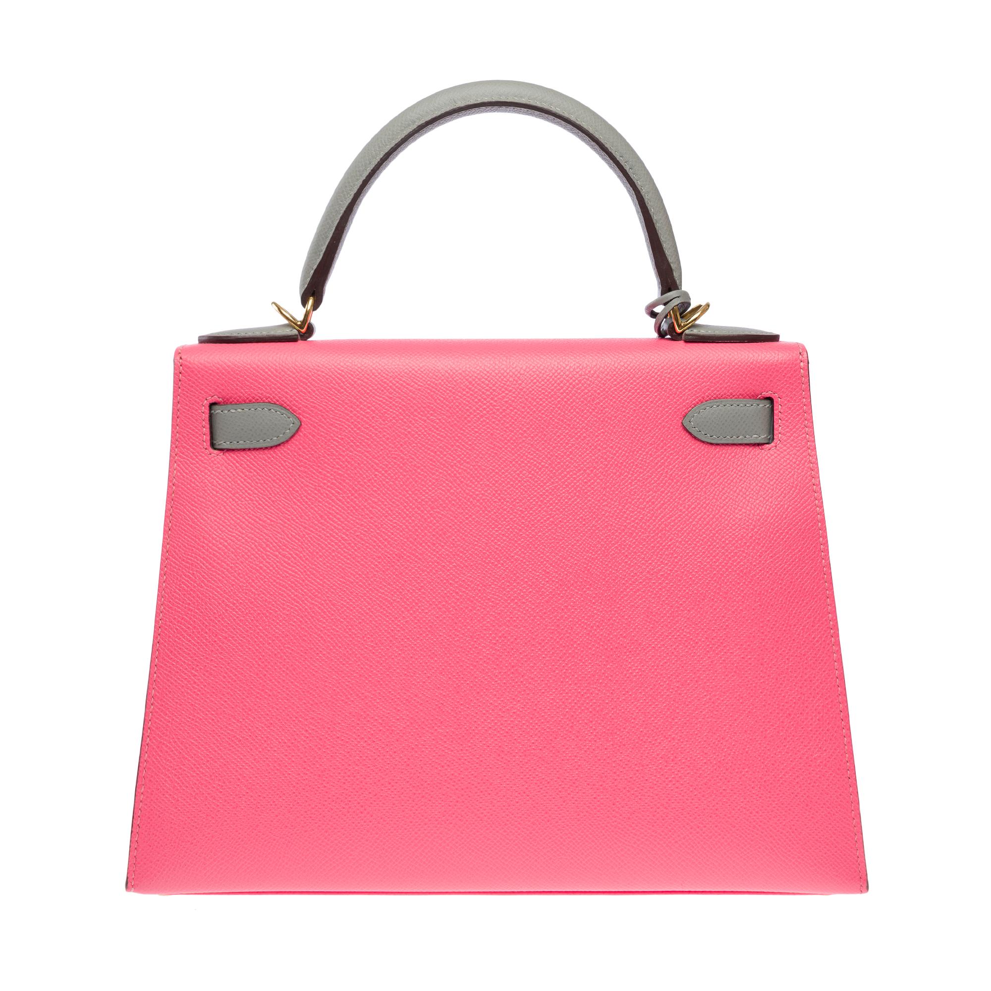 Women's HSS Hermès Kelly 28 handbag strap in Azalee Pink & Etain Epsom leather, GHW For Sale