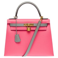 HSS Hermès Kelly 28 handbag strap in Azalee Pink & Etain Epsom leather, GHW