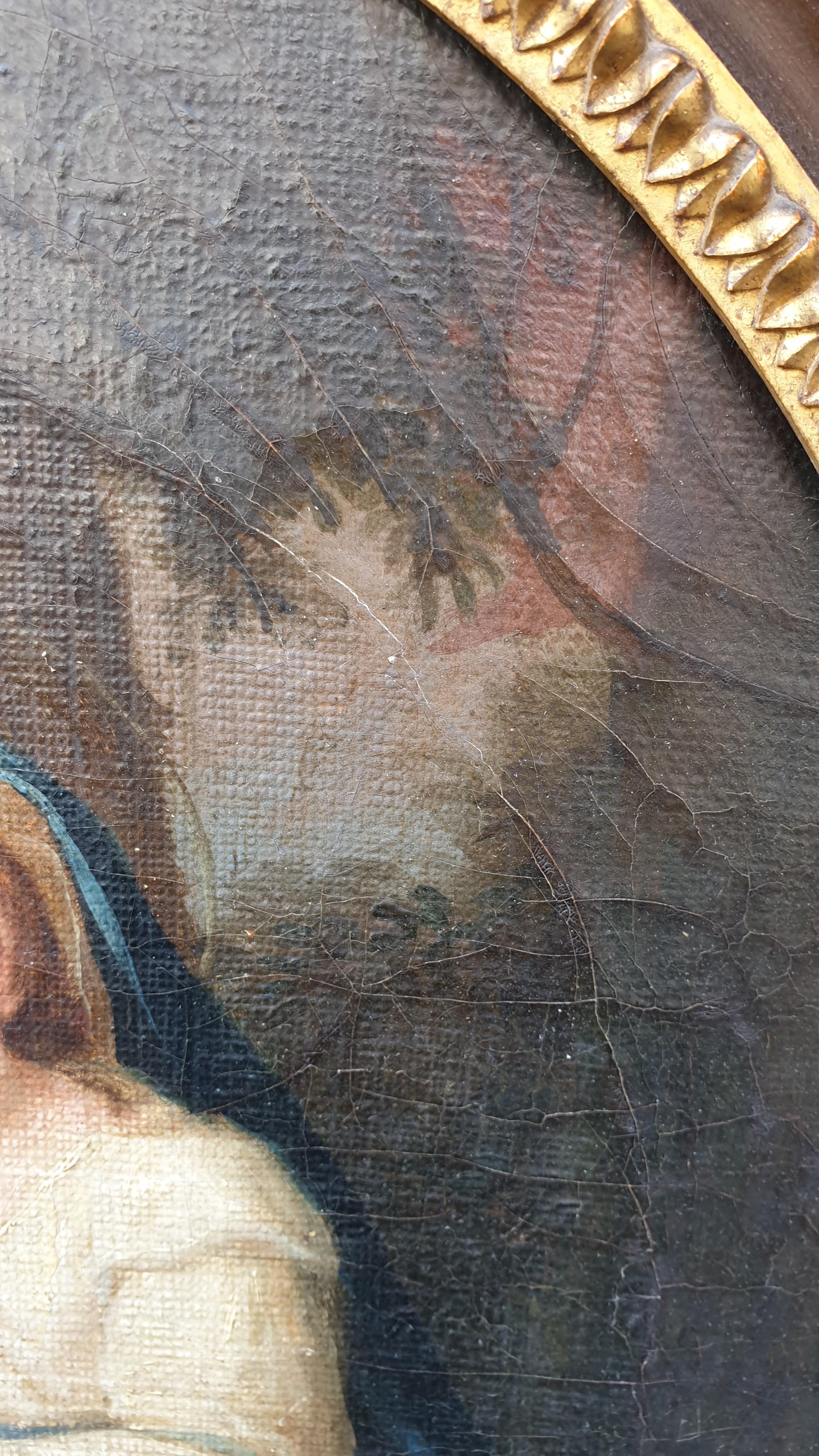 Toile Hst Virgin before the Instruments of the Passion, encadré, 18ème siècle en vente