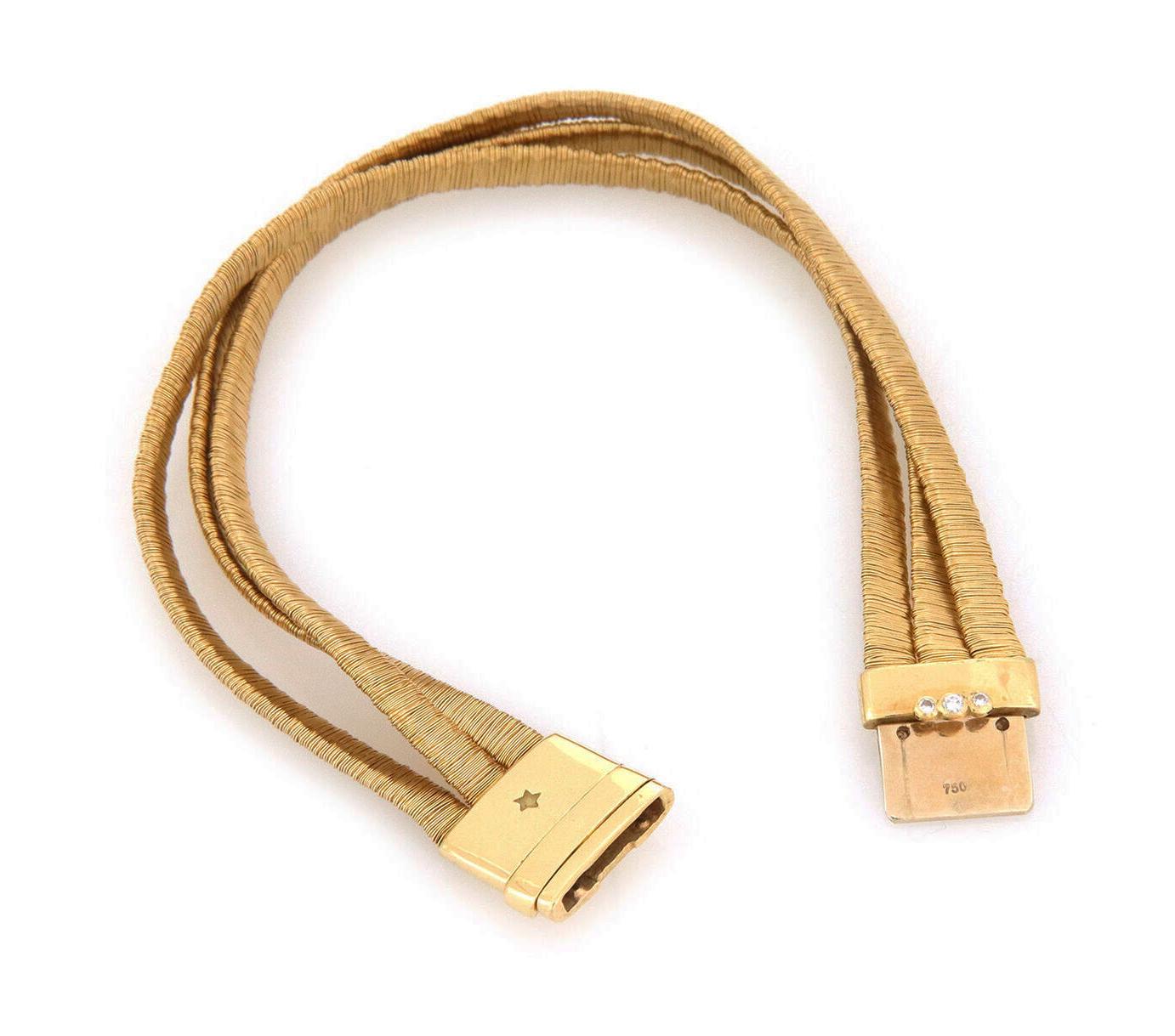Modern H.Stern 18k Yellow Gold 3 Silk Strand Flex Chain Bracelet