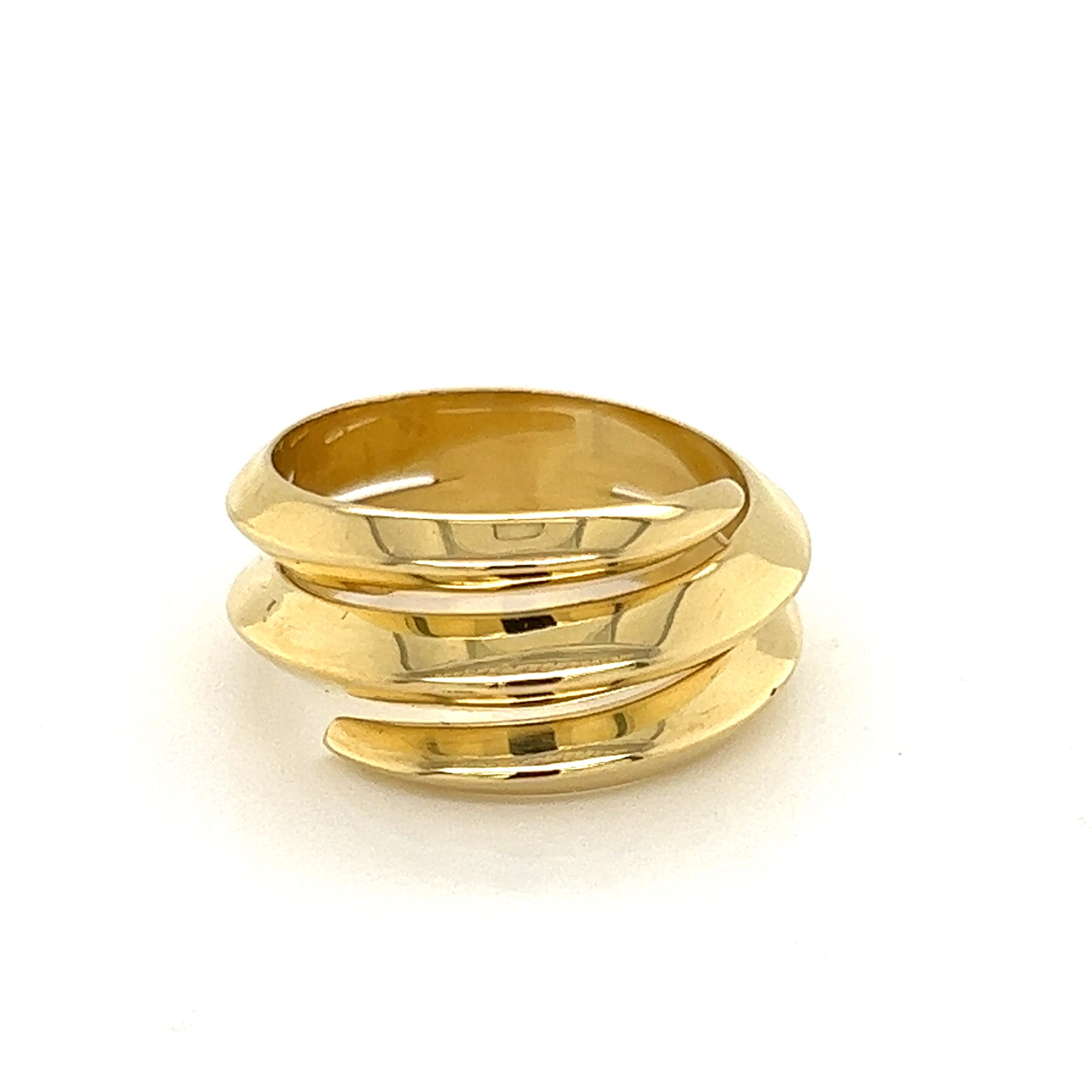 H.Stern, bague en or jaune 18 carats à trois rangées d'anneaux en forme de couteaux - Taille 6 en vente 2