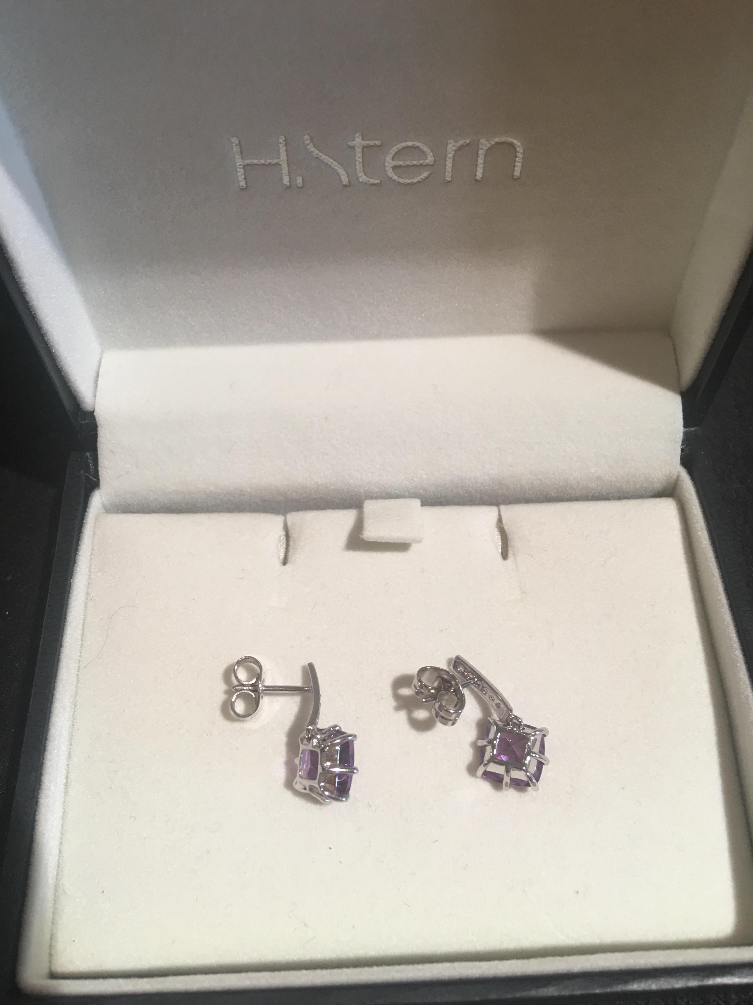 Contemporary H.Stern Amethyst and Diamonds 18 Karat Earrings Drops
