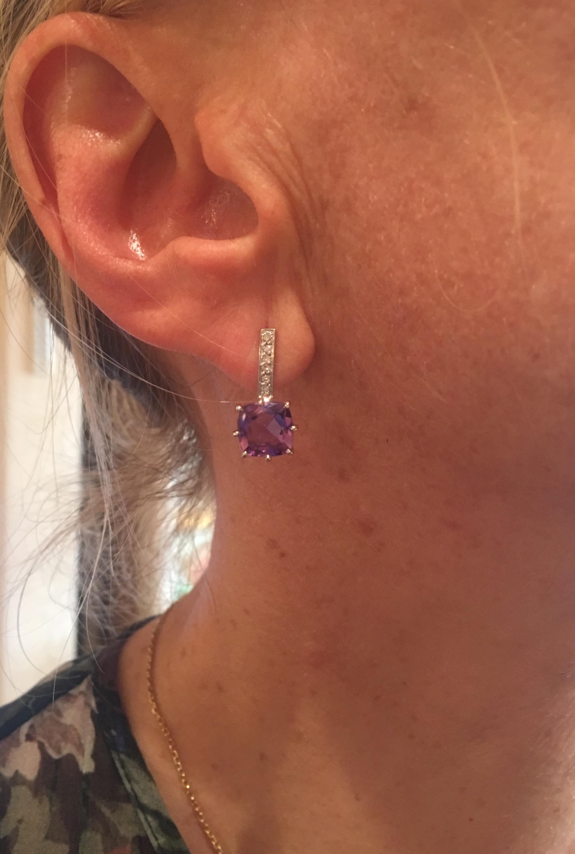 H.Stern Amethyst und Diamanten 18 Karat Ohrringe Tropfen im Zustand „Hervorragend“ in Paris, FR